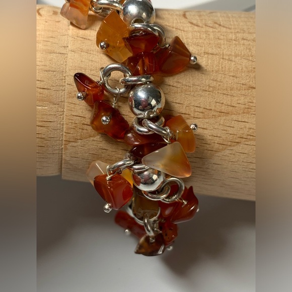 Silpada Very Rare Sterling Silver & Carnelian Bead ChaCha Stretch Bracelet - Picture 10 of 15